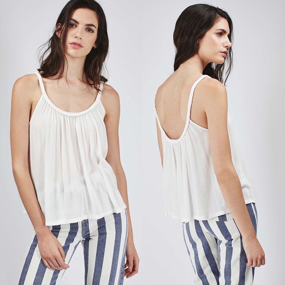 Topshop White Braided Strap Cami Top